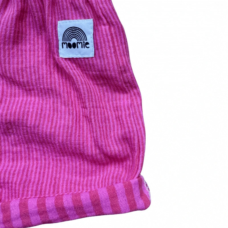 Short bébé en double gaze de coton rayé – Fuchsia & rose
