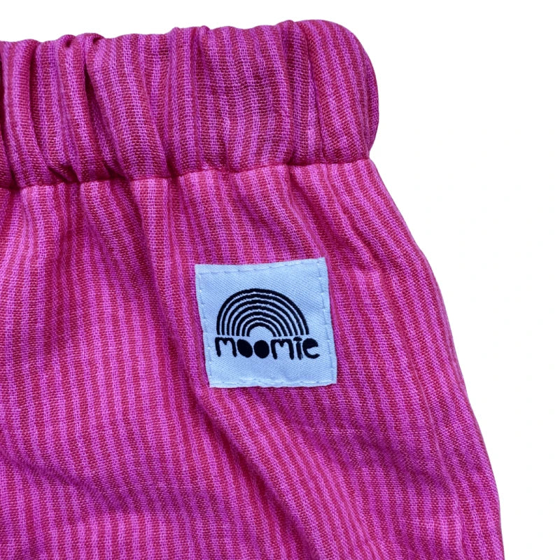 Short bébé en double gaze de coton rayé – Fuchsia & rose