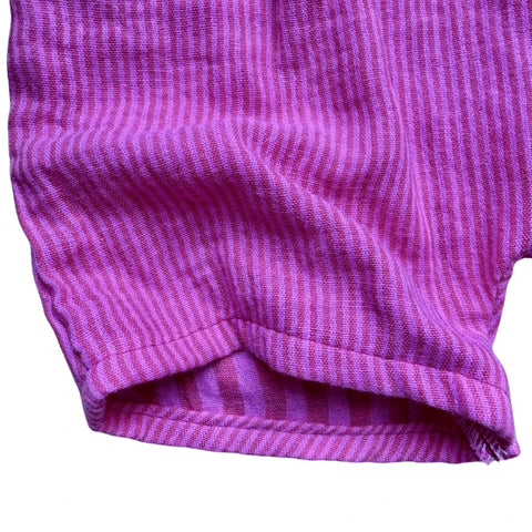 Short bébé en double gaze de coton rayé – Fuchsia & rose