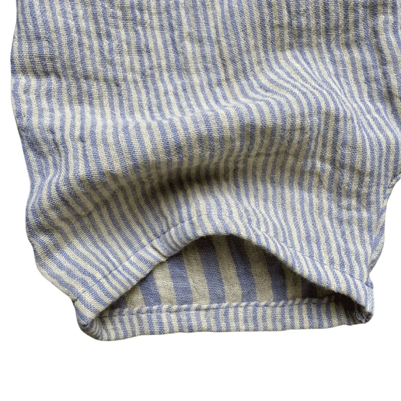 Short bébé en double gaze de coton rayé – Bleu & jaune