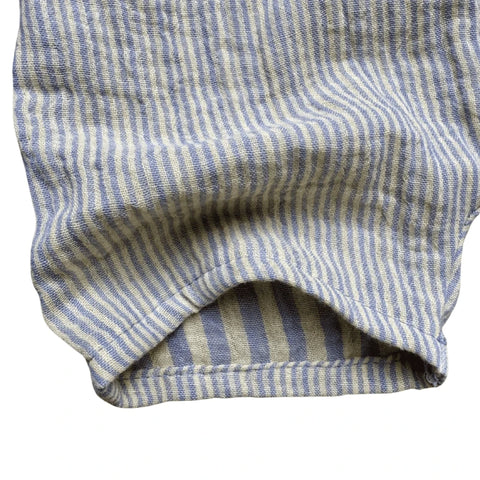 Short bébé en double gaze de coton rayé – Bleu & jaune
