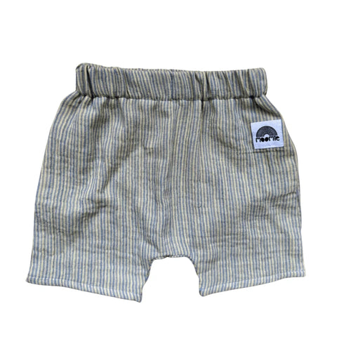 Short bébé en double gaze de coton rayé – Bleu & jaune