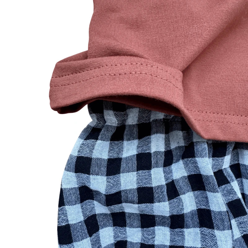 Short bébé vichy en double gaze de coton – Noir & blanc cassé – Made in France