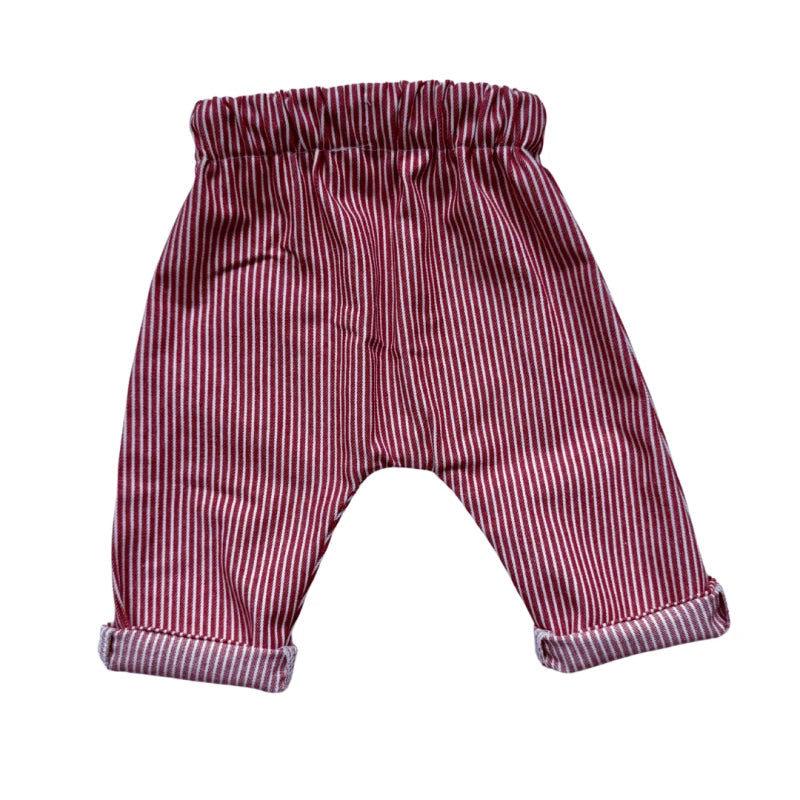Pantalon bébé rayé rouge et blanc – coton Made in France | Moomie
