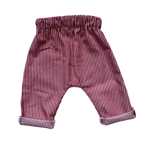 Pantalon bébé rayé rouge et blanc – coton Made in France | Moomie