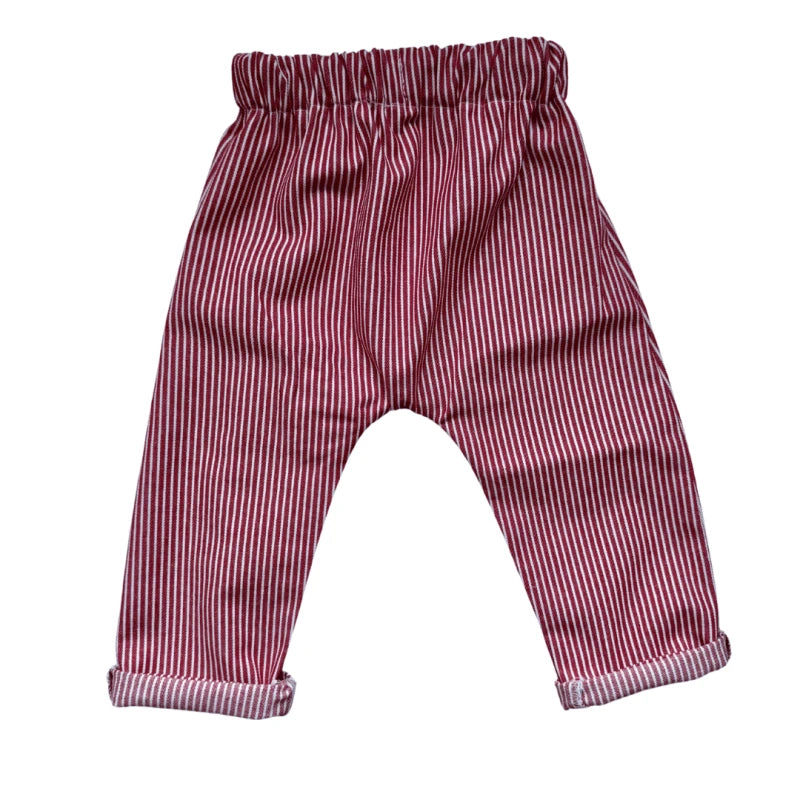 Pantalon bébé rayé rouge et blanc – coton Made in France | Moomie