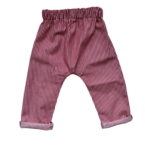 Pantalon bébé rayé rouge et blanc – coton Made in France | Moomie