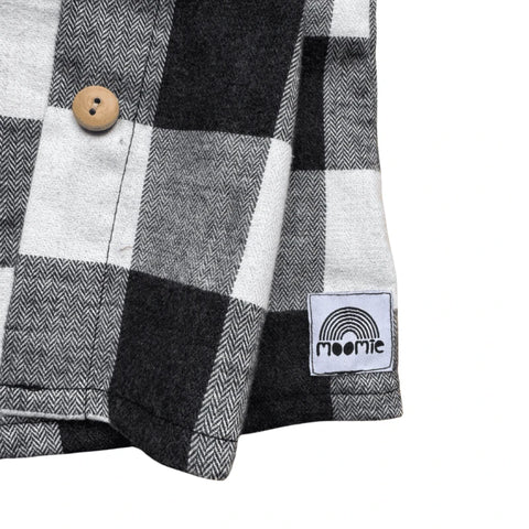 Blouse / Veste bébé en coton – Carreaux noir et blanc Made in France