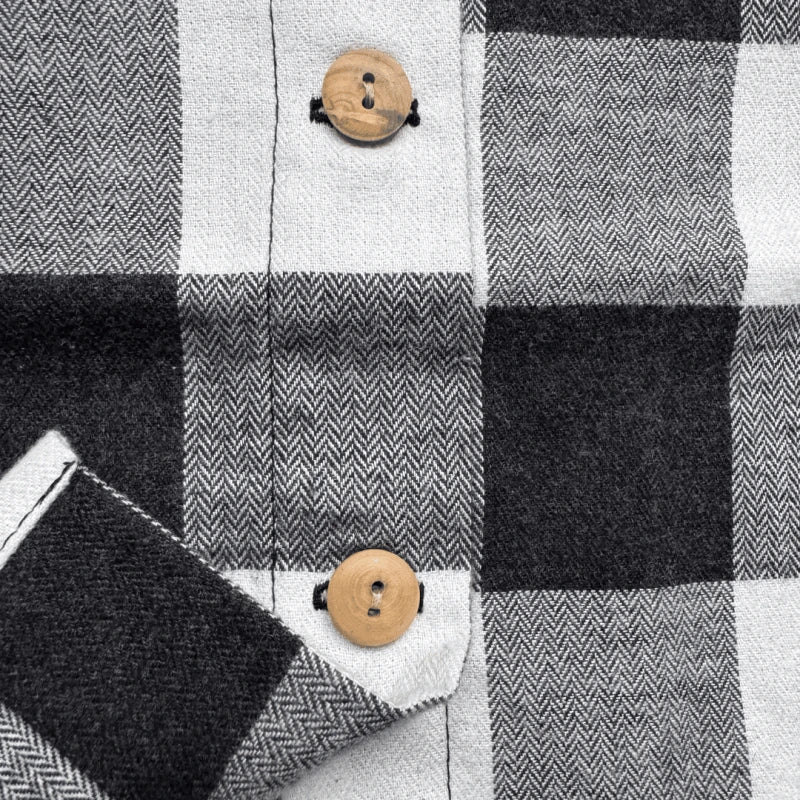 Blouse / Veste bébé en coton – Carreaux noir et blanc Made in France
