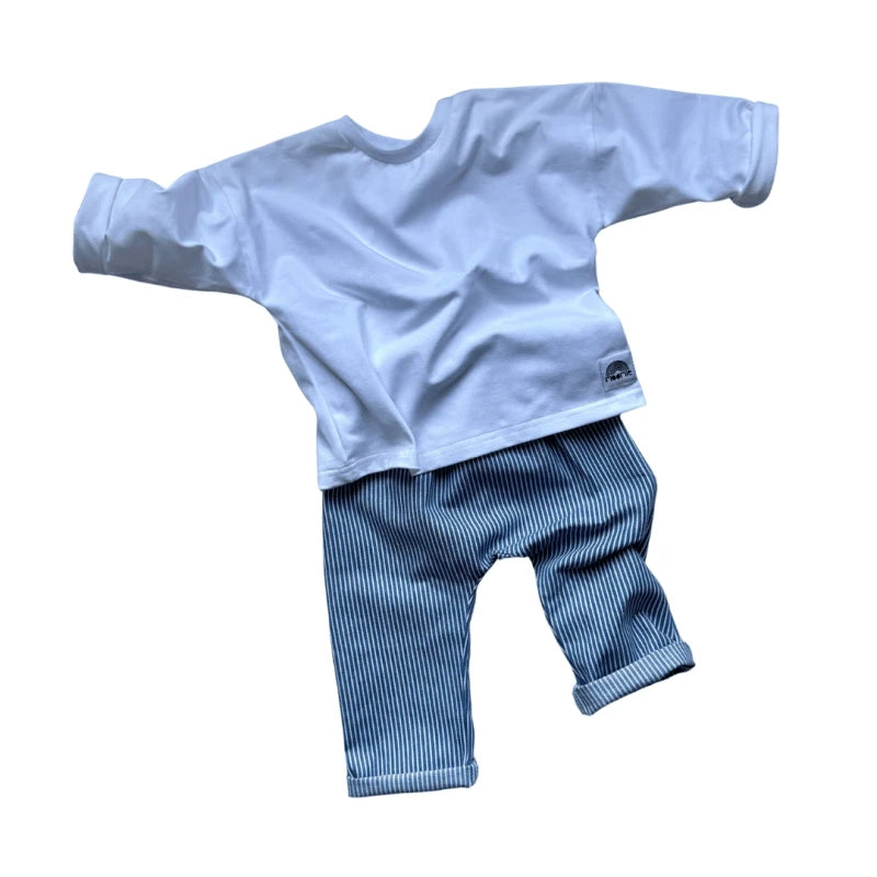 T-shirt bébé manches longues blanc en coton – Made in France