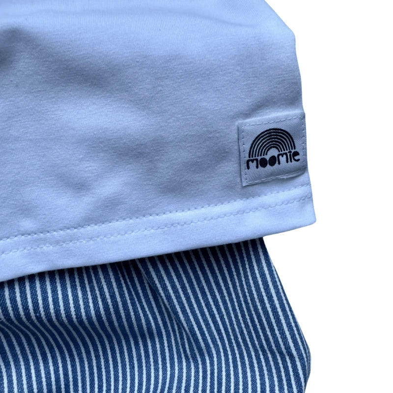 Pantalon bébé rayé bleu et blanc – coton Made in France | Moomie