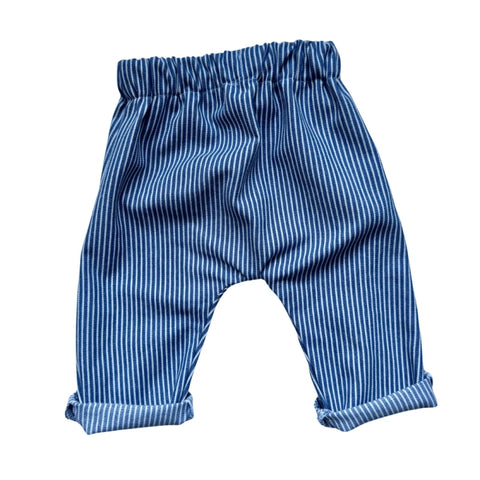 Pantalon bébé rayé bleu et blanc – coton Made in France | Moomie
