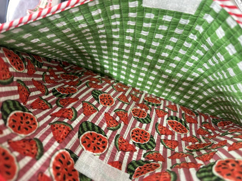 Housse d'ordinateur pastèque à lignes rose - Manoë x Meanwhile Boutique (édition limitée)