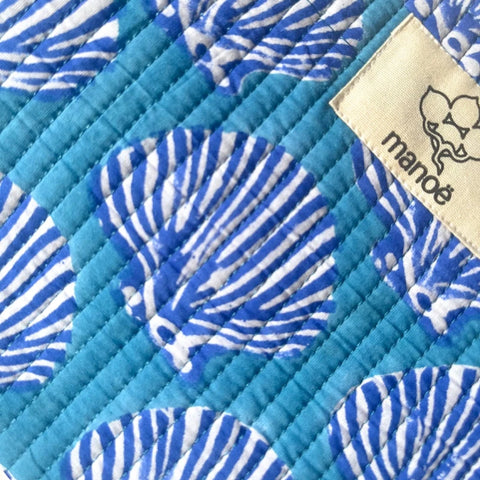 Petit tote bag fermeture Block print "Ocean Shells"