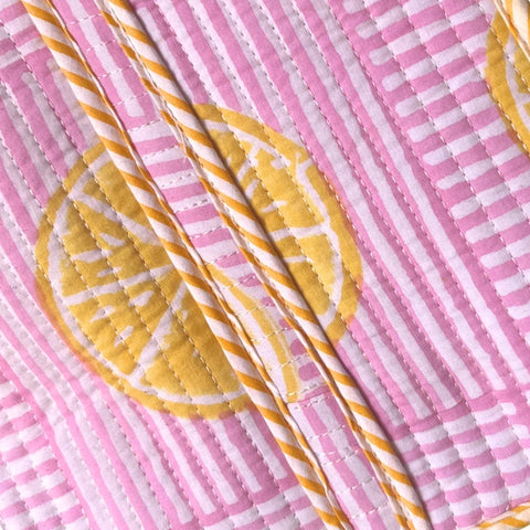 Petit tote bag fermeture Block print "Sun and Lemonade"
