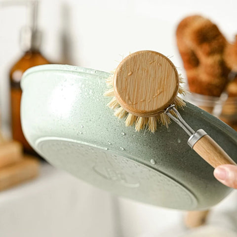 Tête interchangeable pour brosse à vaisselle en bambou réutilisable