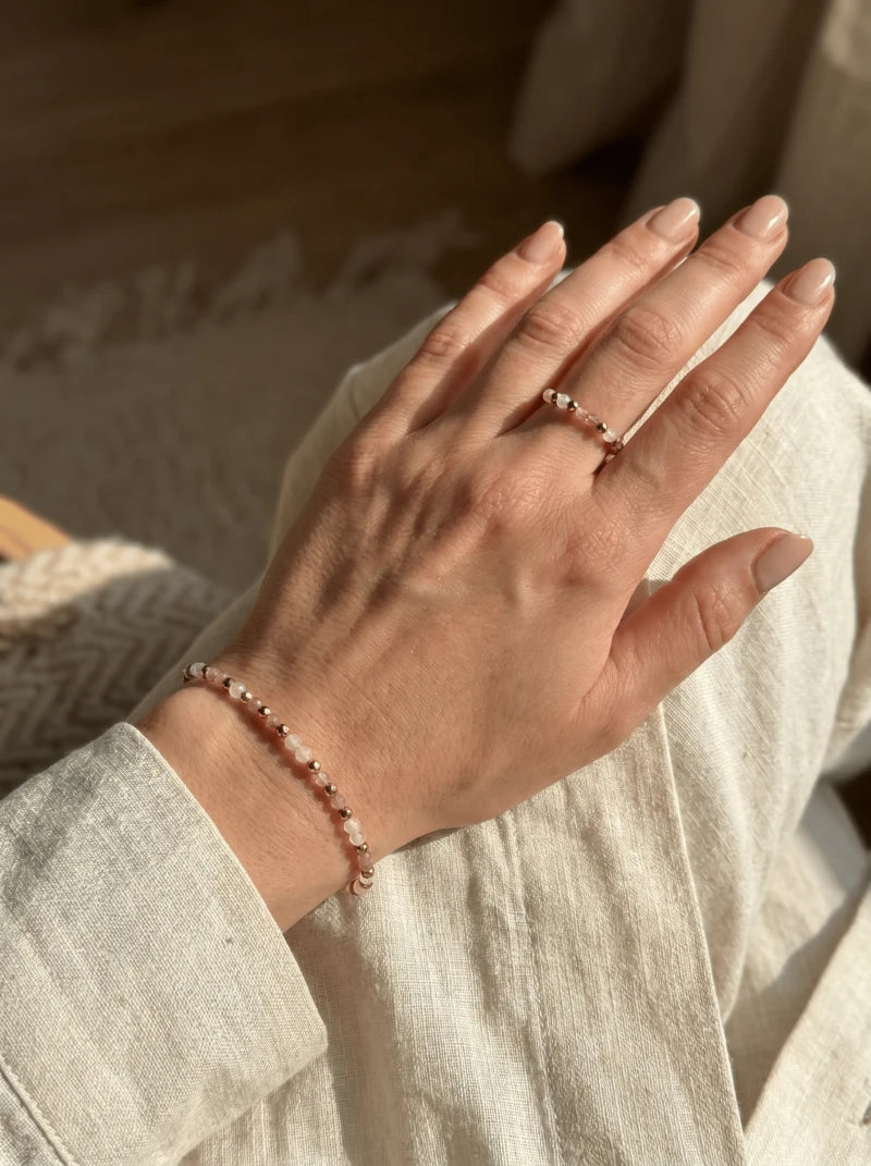 Bague Blush – Tourmaline rose et Pierre de Lune