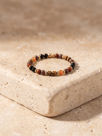 Bague Vitality - Obsidienne, Oeil de Tigre, Cornaline, Grenat & Jaspe Rouge