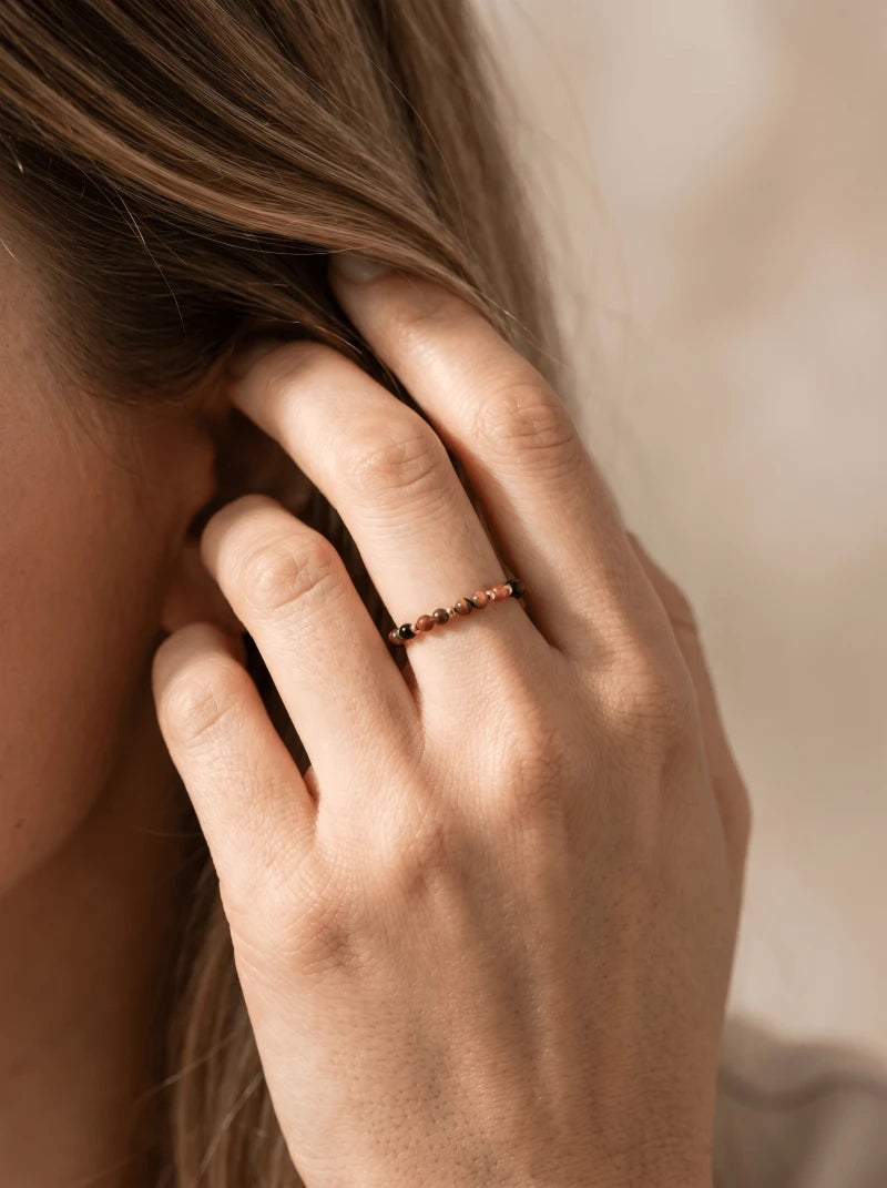 Bague Vitality - Obsidienne, Oeil de Tigre, Cornaline, Grenat & Jaspe Rouge
