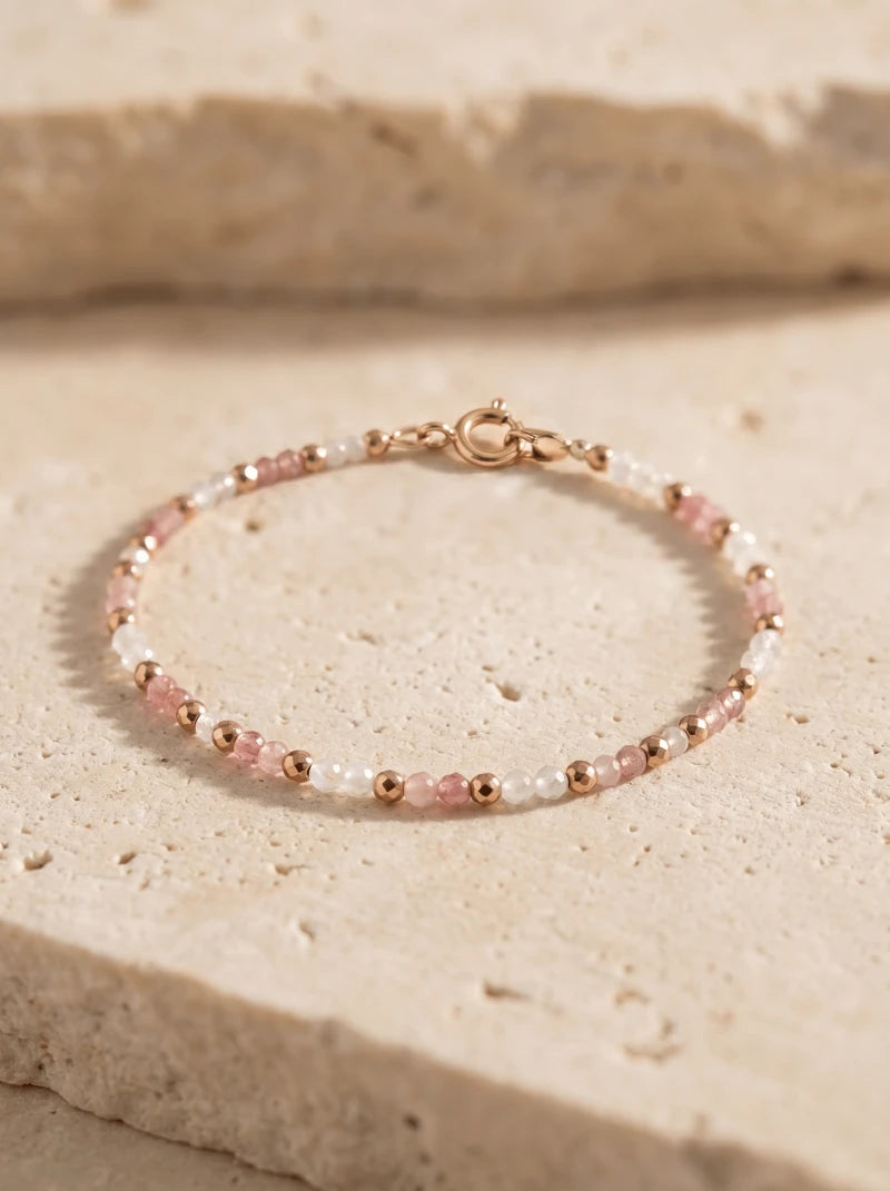 Bracelet Blush – Tourmaline rose & Pierre de Lune