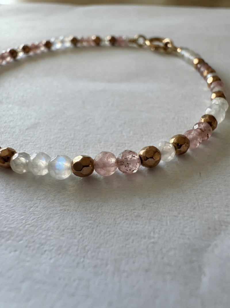 Bracelet Blush – Tourmaline rose & Pierre de Lune