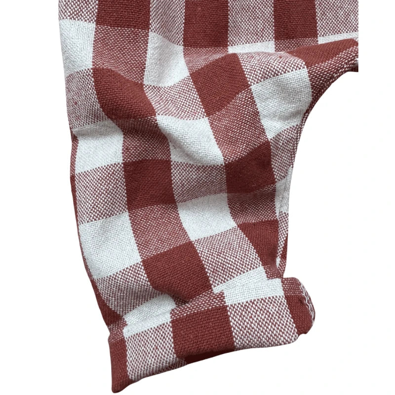 Pantalon bébé à carreaux terracotta en toile de coton