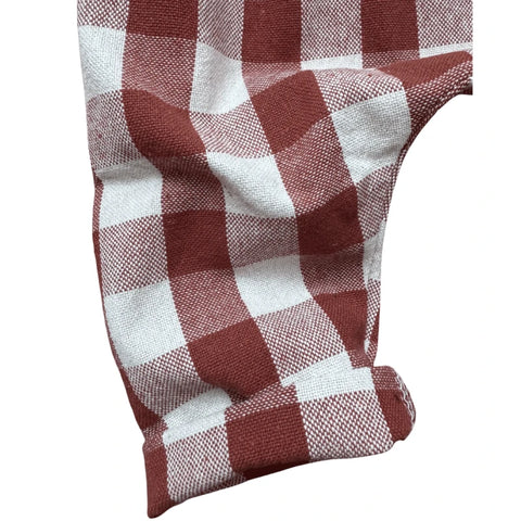 Pantalon bébé à carreaux terracotta en toile de coton