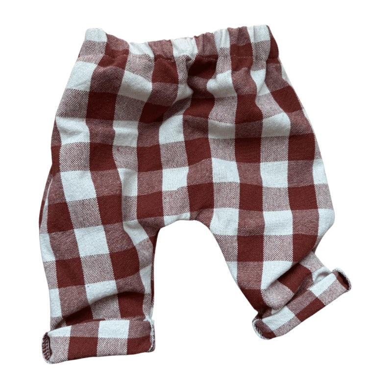 Pantalon bébé à carreaux terracotta en toile de coton