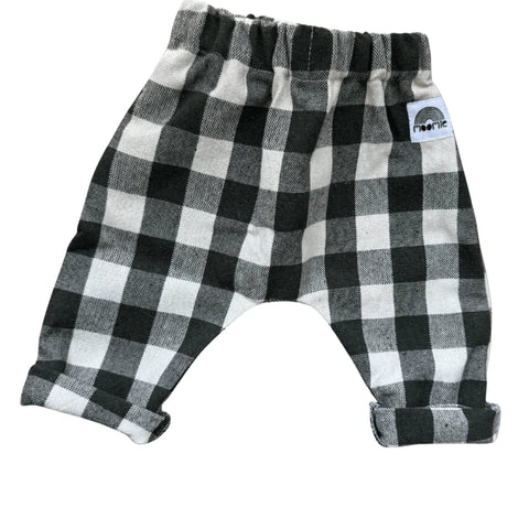 Pantalon bébé carreaux kaki en toile de coton
