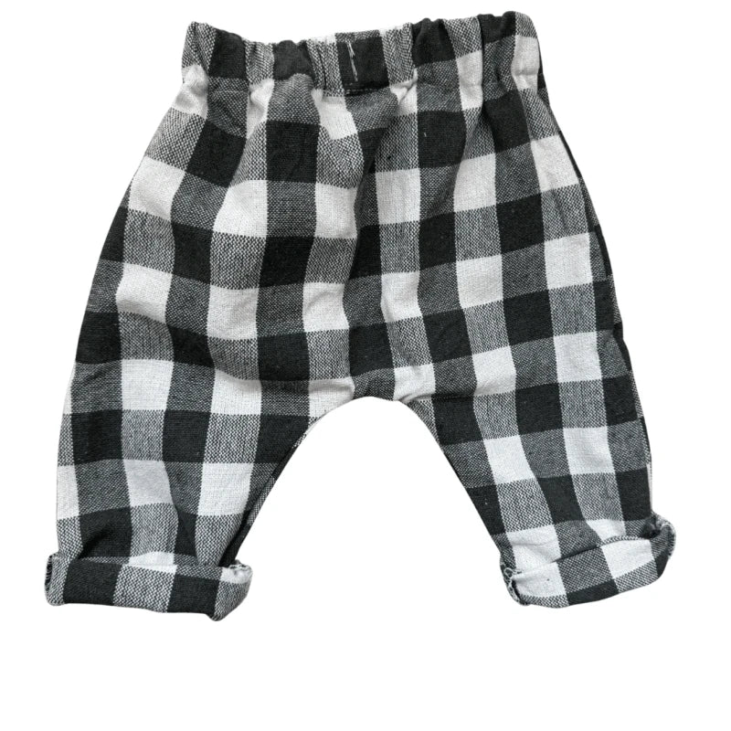 Pantalon bébé carreaux kaki en toile de coton