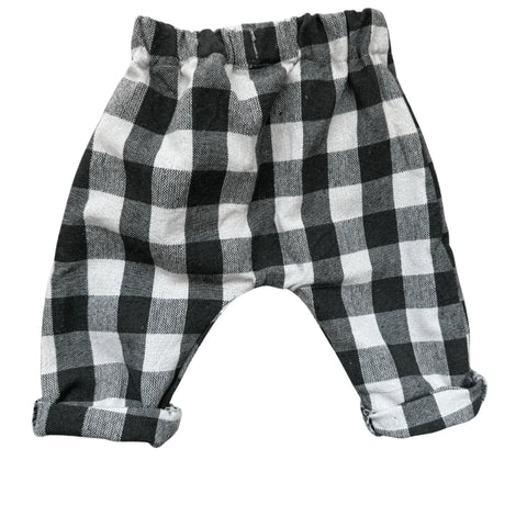 Pantalon bébé carreaux kaki en toile de coton
