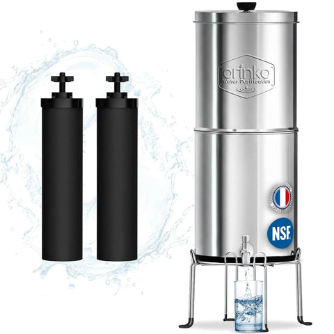 Filtre à Eau par Gravité 5,6 L - Purificateur d'Eau avec Charbon Actif Certifié NSF - Fontaine Filtrante pour Eau du Robinet, Eau de Pluie, Filtration Avancée