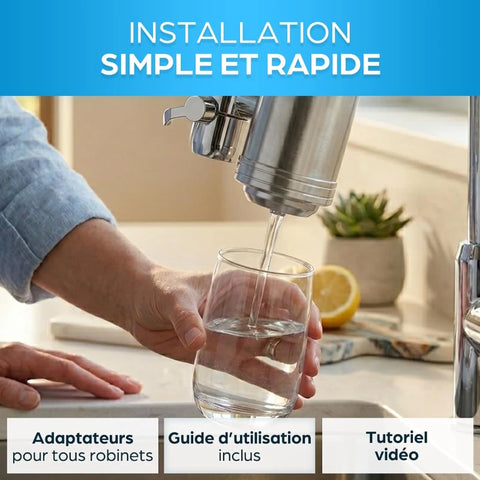 ORINKO Filtre à Eau pour Robinet Universel – Purificateur d’Eau Potable 2L/min Avec Cartouche Remplaçable – Système De Filtration À Charbon Actif Pour Cuisine