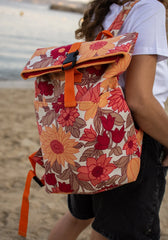 Sac à dos en tissus upcyclés style roll-top