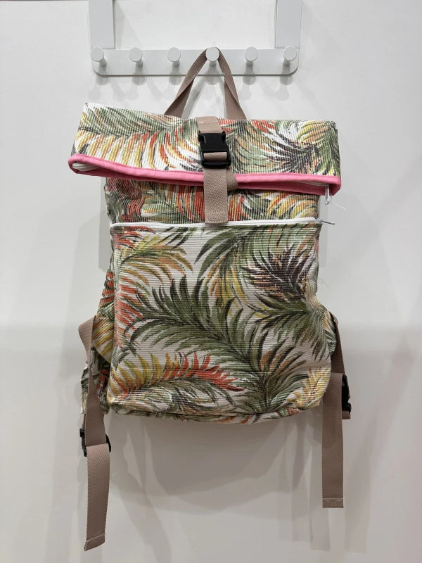Sac à dos en tissus upcyclés style roll-top
