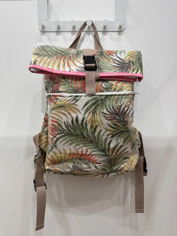 Sac à dos en tissus upcyclés style roll-top