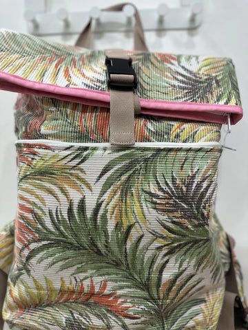Sac à dos en tissus upcyclés style roll-top