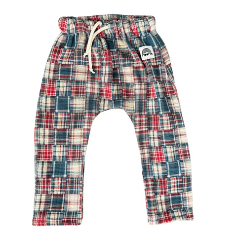 Pantalon bébé en gaze de coton à carreaux