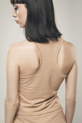 Cotton Piqué Tank Top in Brown - Edith
