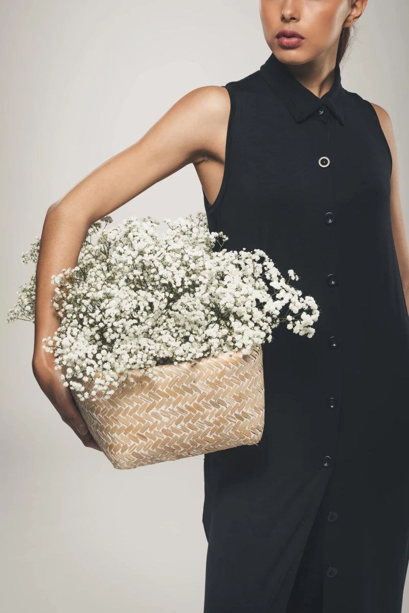 Maxi Sleeveless Shirt Dress in Black - Evelyn