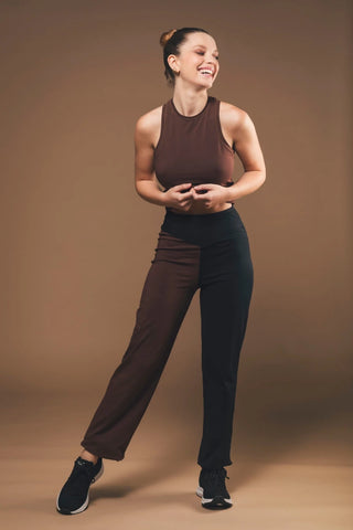 Organic Cotton Racerback Tank Top in Chocolate Brown - Evelina
