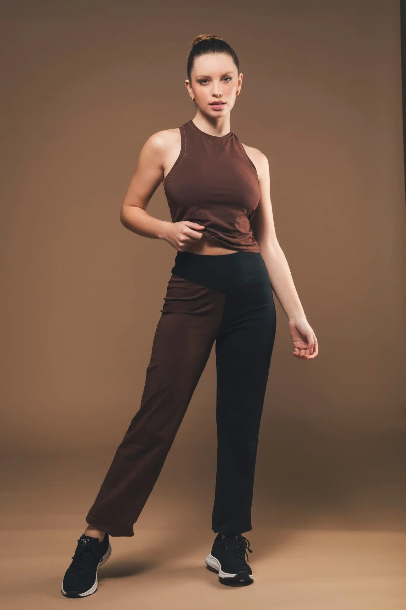Organic Cotton Racerback Tank Top in Chocolate Brown - Evelina
