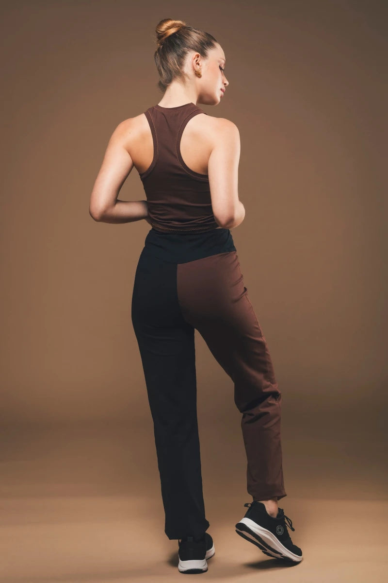 Organic Cotton Racerback Tank Top in Chocolate Brown - Evelina