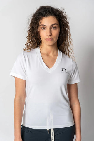 V-Neck T-Shirt in White - Emelline
