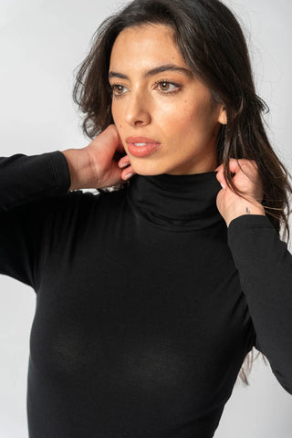 Turtleneck Bodysuit in Black - Elsie