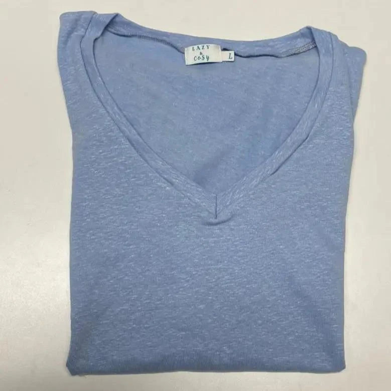 T-shirt femme col V 100% lin upcyclé