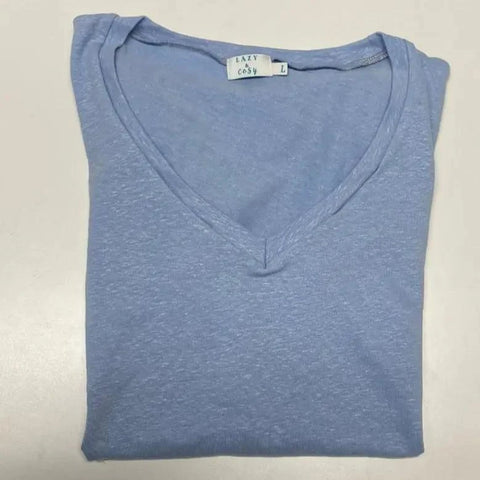 T-shirt femme col V 100% lin upcyclé