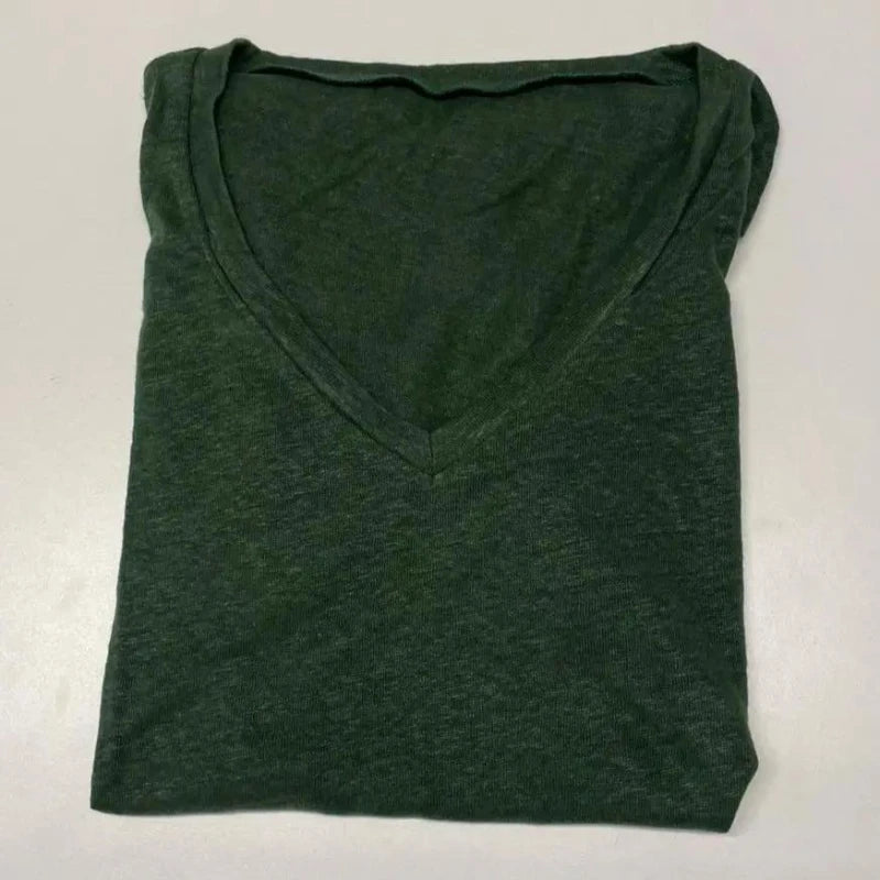 T-shirt femme col V 100% lin upcyclé