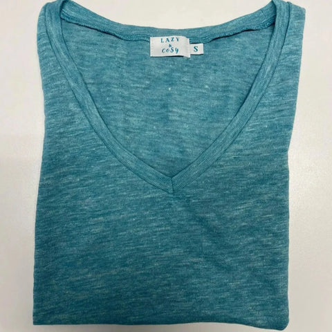 T-shirt femme col V 100% lin upcyclé
