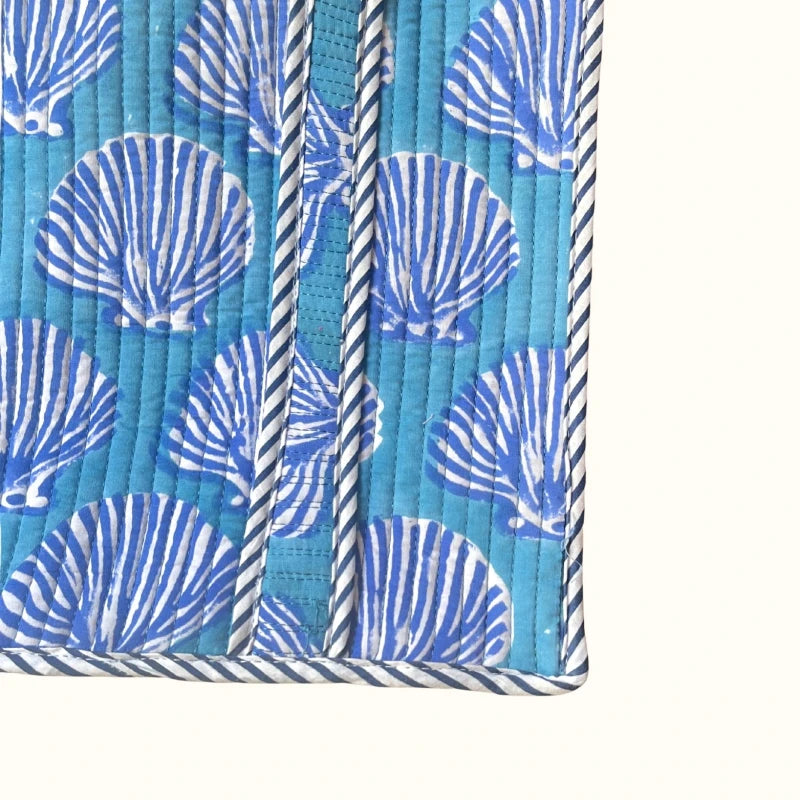 Petit tote bag fermeture Block print "Ocean Shells"